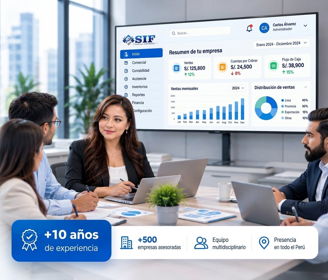 Equipo SIF en reunión revisando el dashboard del sistema